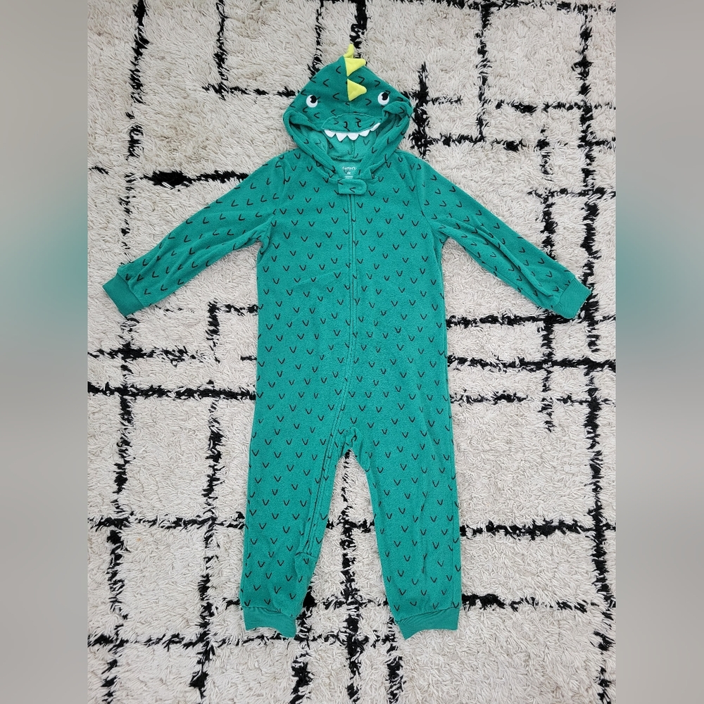 Carter's One-Piece Fleece Zip Dinosaur Pajama with Footies 4T